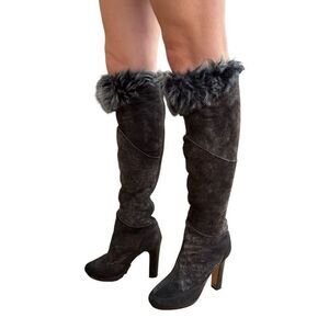 Ugg Collection Donata/brown Shearling High Heel Boots Size 7 made in Italy